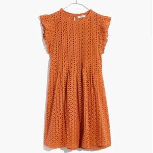 Madewell Orange Eyelet Midi Dress